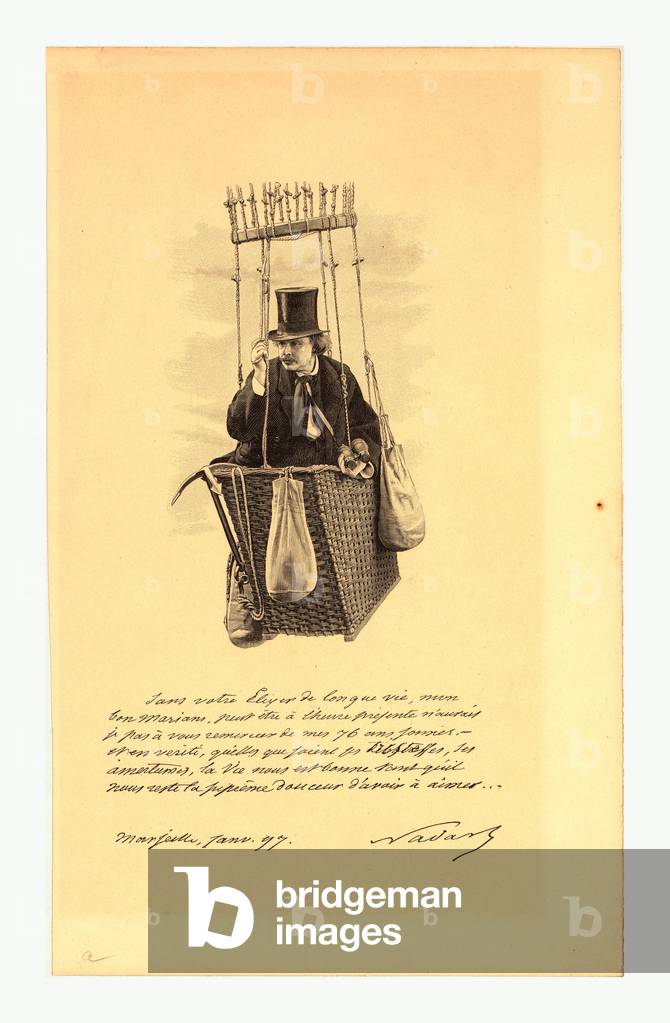 Félix Nadar, Half-Length Portrait, Standing in the Basket of a Balloon, Holding Binoculars,  1897