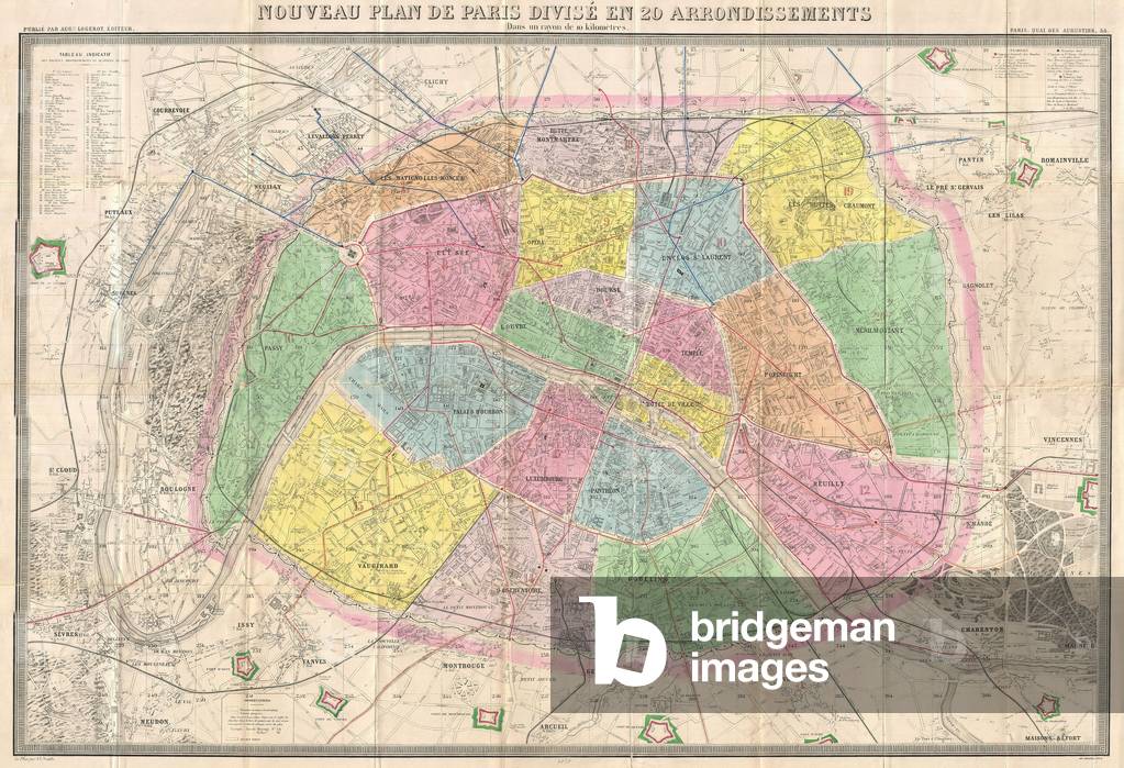 1878, Logerot Map of Paris, France