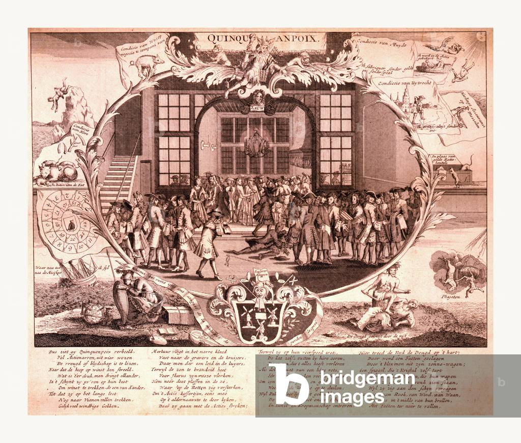 Quincampoix, bankruptcy of Law system, 18th century (engraving)