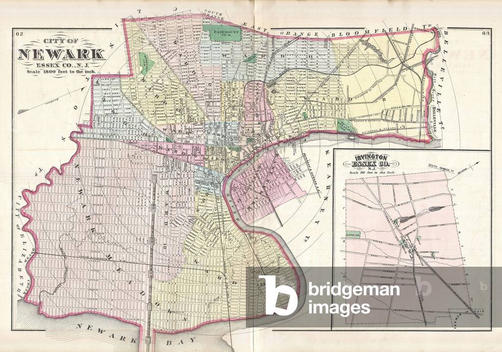 1872, Beers Map of Newark, New Jersey