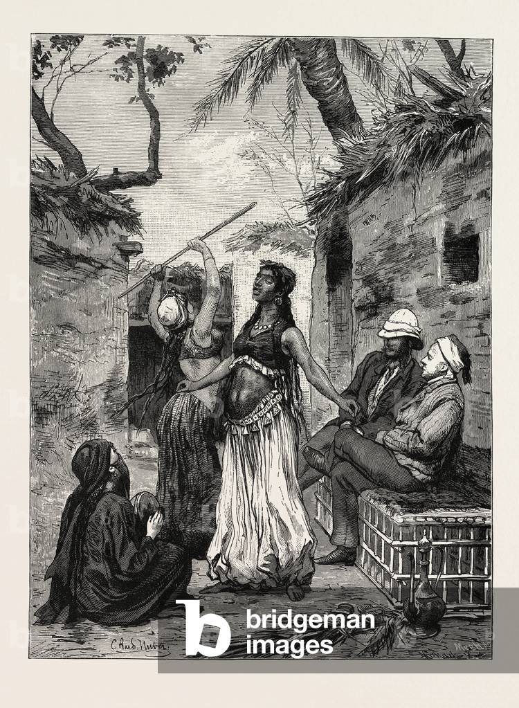 Village Dancers. Egypt, Engraving 1879