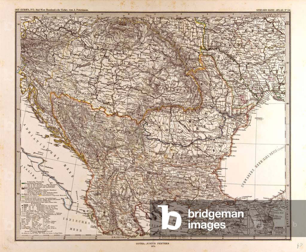 Map of Eastern Europe, 1874 (engraving)