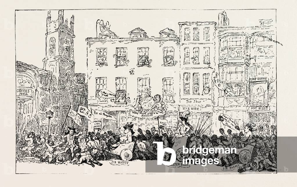 T. Rowlandson: Master Billy's Procession to Grocers' Hall, Parliamentary Elections, Pitt Presented with the Freedom of the City, 1784
