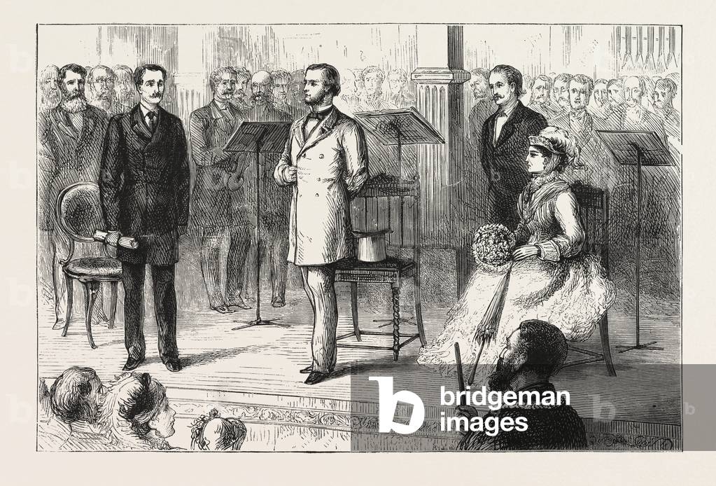 Wrexham Art Treasures Exhibition: His Grace the Duke of Westminster Declaring the Building Open, Engraving 1876, UK