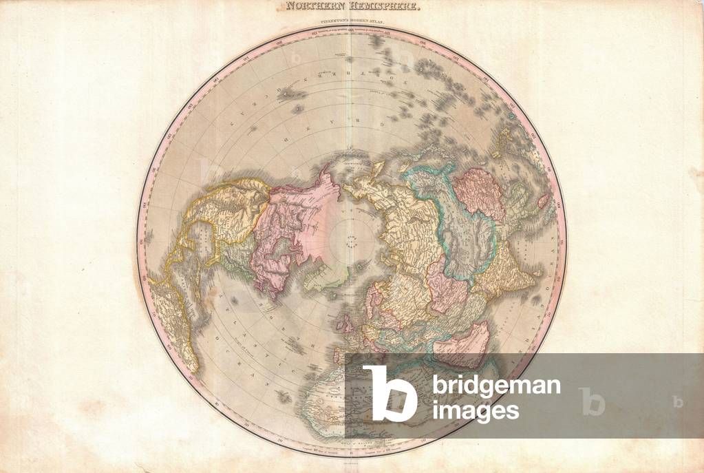 1818, Pinkerton Map of the Northern Hemisphere, North Pole, Arctic , John Pinkerton, 1758 Ð 1826, Scottish antiquarian, cartographer, UK