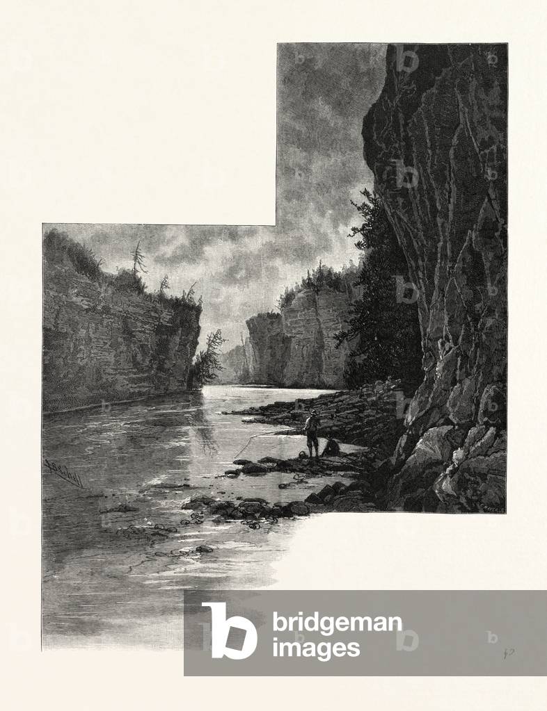 Meeting of the Waters, Junction of Grand And Irvine Rivers, Elora, Canada, Nineteenth Century Engraving