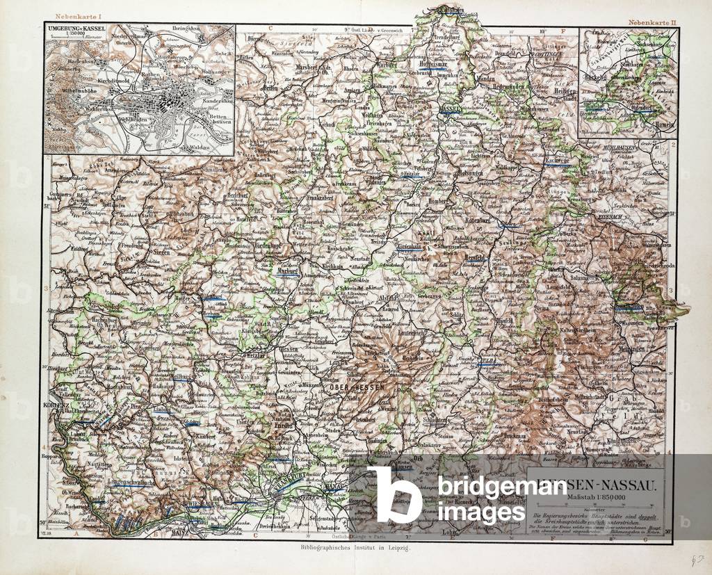 Map of Hessen-Nassau Germany 1899