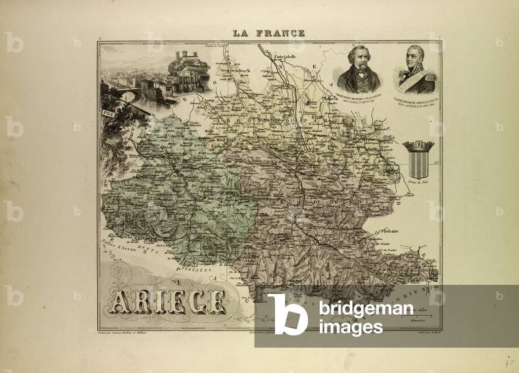 Map of Ariège 1896 France