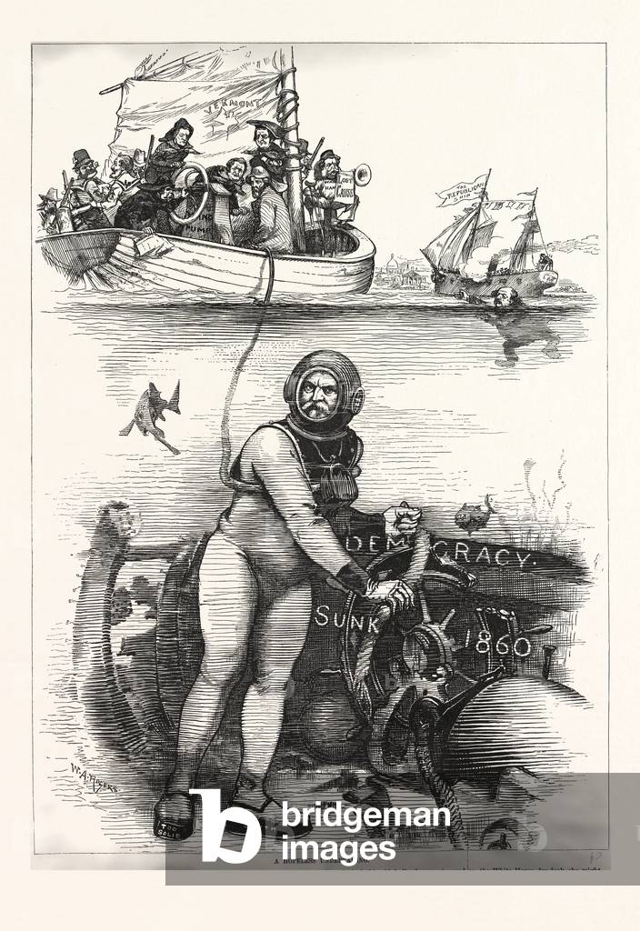 An Ancient Wreck. If I Only Had This Old Hulk Water above the Water and on the White House Dry-Dock, Engraving 1880, US, USA
