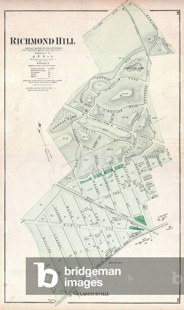1873, Beers Map of Richmond Hill, Queens, New York City