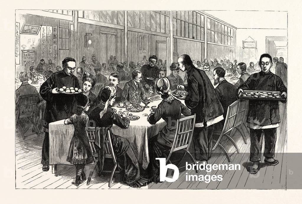 New York: A Chinese New Year's Tea Party in the Trinity Baptist Church January 31st 1881 (engraving)