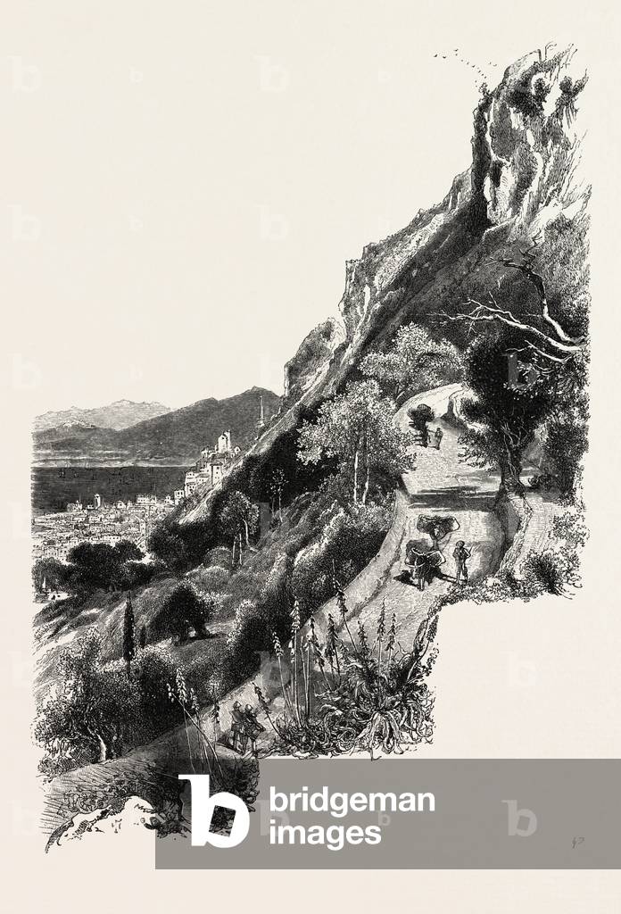 Windmill Hill Road, Gibraltar and Ronda, 19th Century Engraving