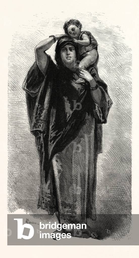 Fellah Woman of Karnak. Egypt, Engraving 1879