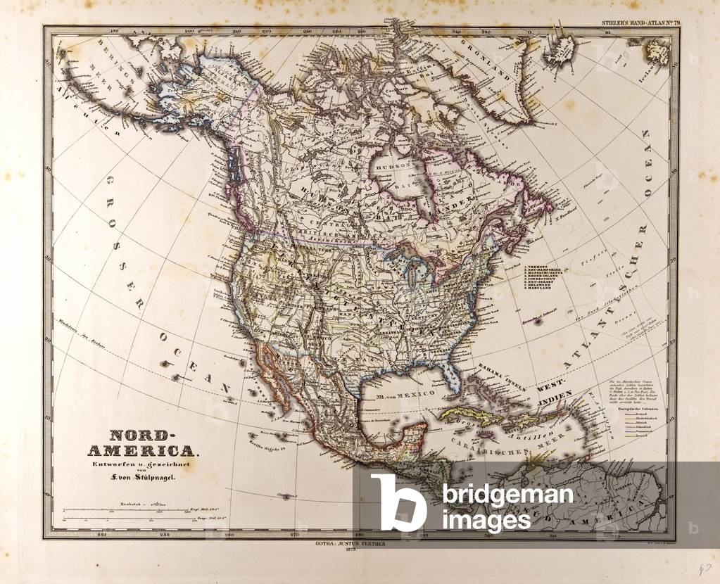 Map of North America, 1872 (engraving)
