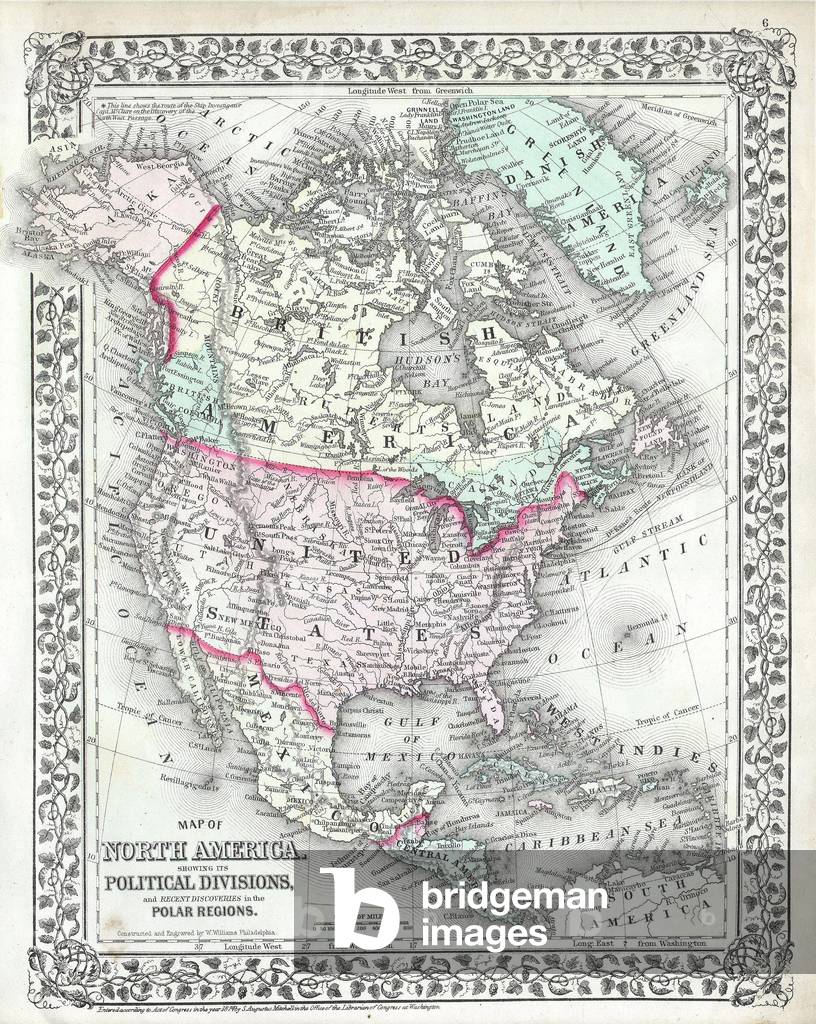 1874, Mitchell Map of North America and the United States