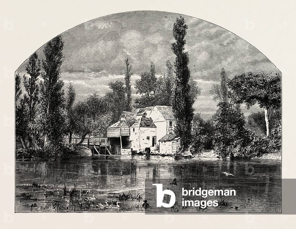 Iffley Mill, Scenery of the Thames, UK, 19th Century Engraving