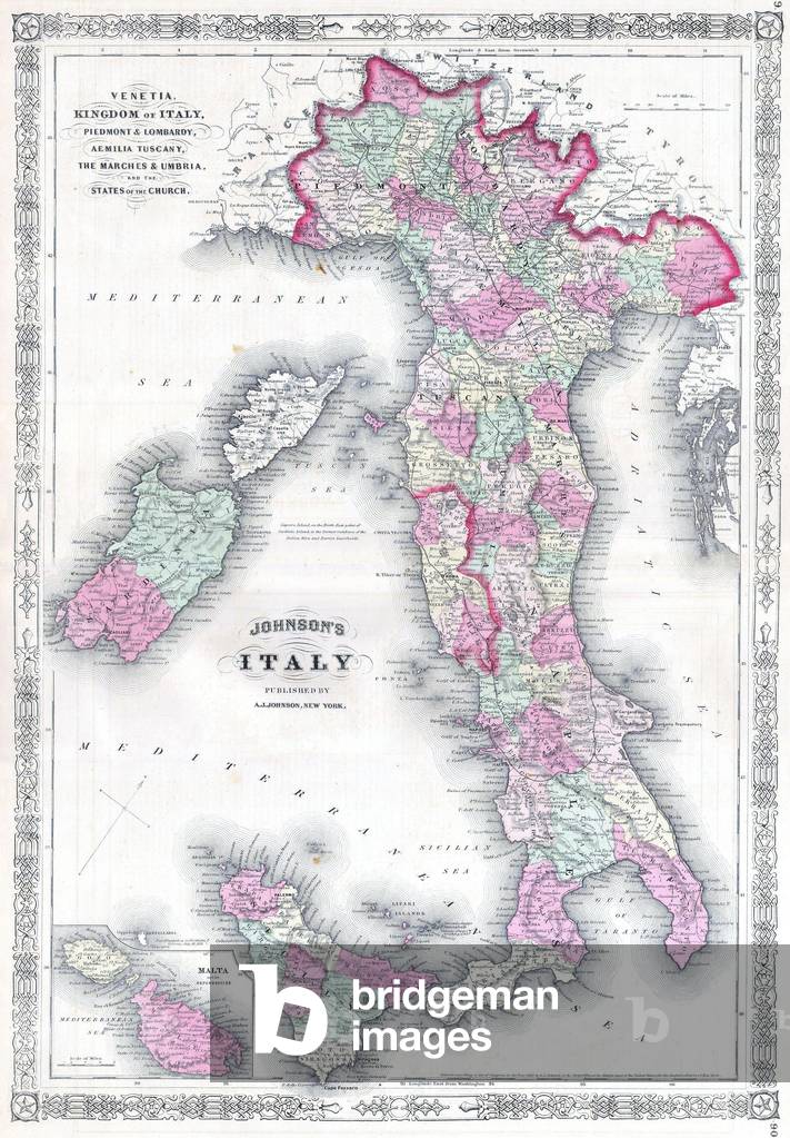 1864, Johnson's Map of Italy