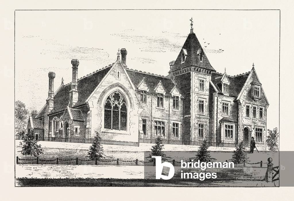 New Endowed Grammar School, Odiham, Hants, Engraving 1876, UK