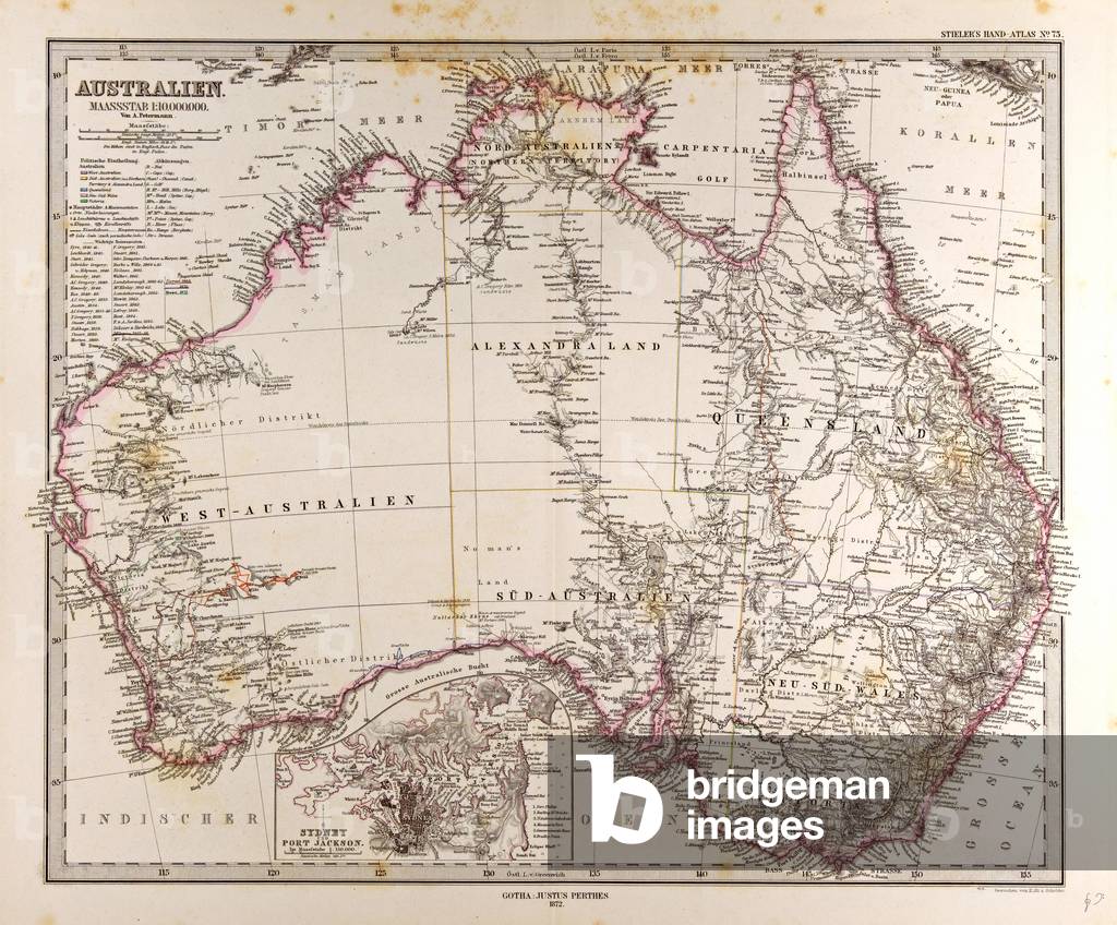 Map of Australia, 1872 (engraving)