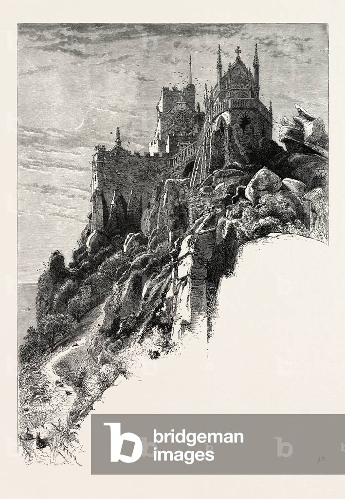 St. Michael's Mount, the Land's End, UK, 19th Century Engraving