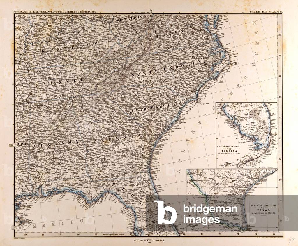 Map of the USA, 1872 (engraving)