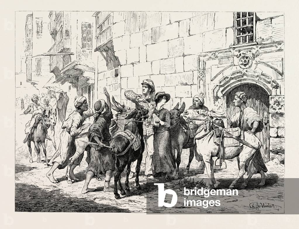 Donkey-Boys And Foreigners. Egypt, Engraving 1879
