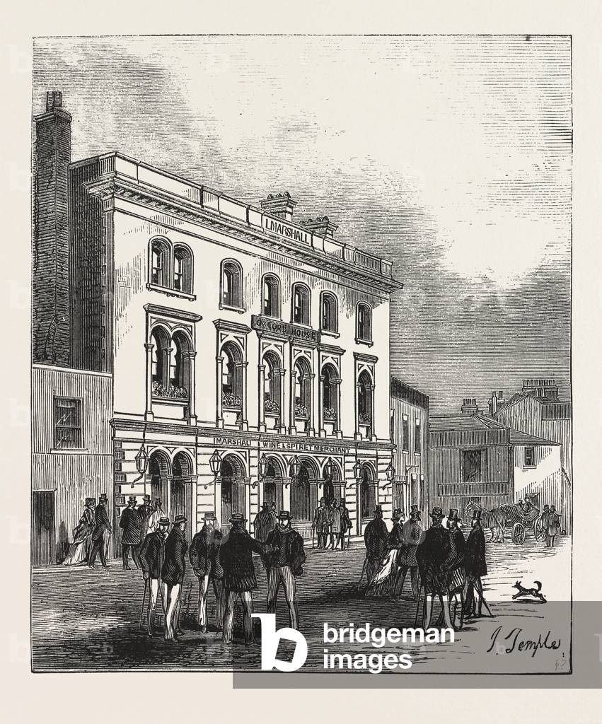 The Fox and Hounds, Putney, Oxford Head-Quarters, the Boat Race is an Annual Rowing Race Between the Oxford University Boat Club and the Cambridge University Boat Club, Rowed Between Competing Eights on the River Thames in London, England, Engraving 1876, UK