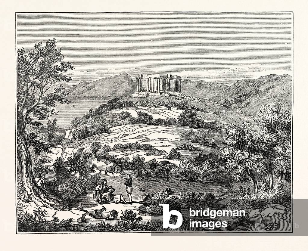 View in Aegina with the Temple of Jupiter Panhellenus