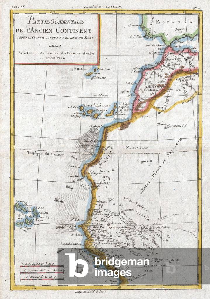 1780, Raynal and Bonne Map of Western Africa, Rigobert Bonne 1727 Ð 1794, one of the most important cartographers of the late 18th century