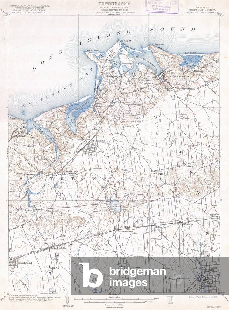 1904, U.S.G.S. Map of Long Island New York, Islip, Brookhaven, Smithtown