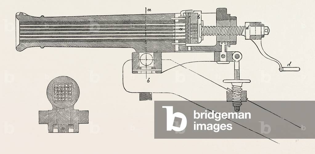 Franco-Prussian War: The Gun, Perpendicular Section, Engraving 1870