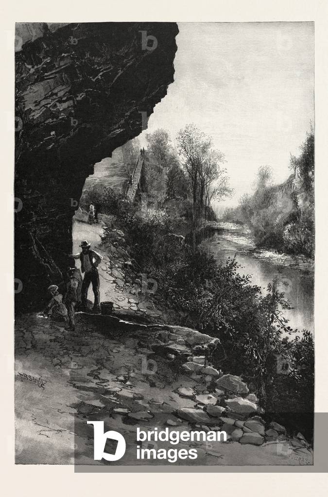 Echo Cave, Irvine River, Canada, Nineteenth Century Engraving