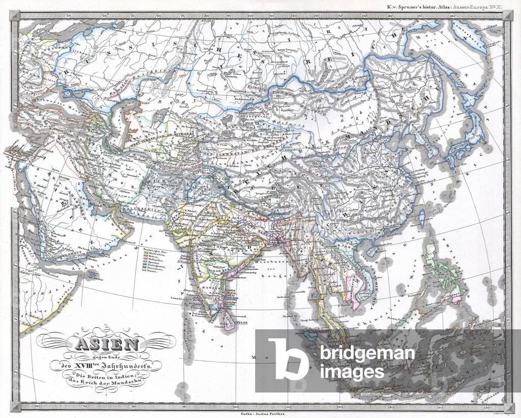 1855, Perthes Map of Asia at the end of the 18th Century