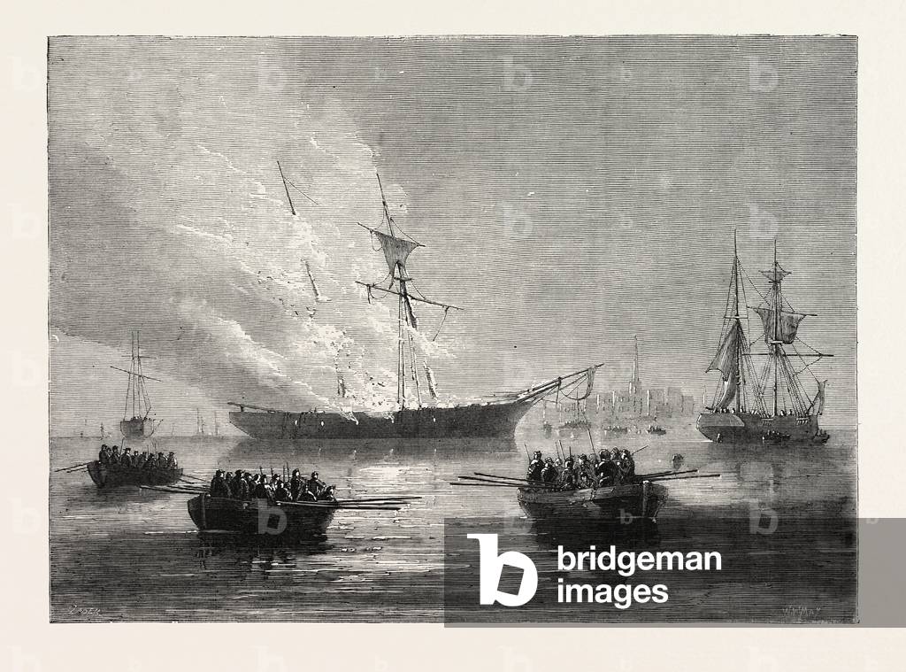 The Burning of the Gaspe?, 1870s Engraving