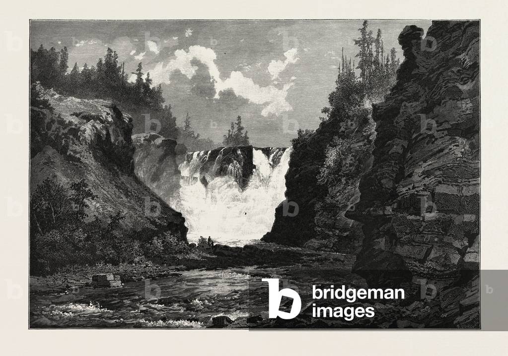 Kakabeka Falls, Canada, Nineteenth Century Engraving