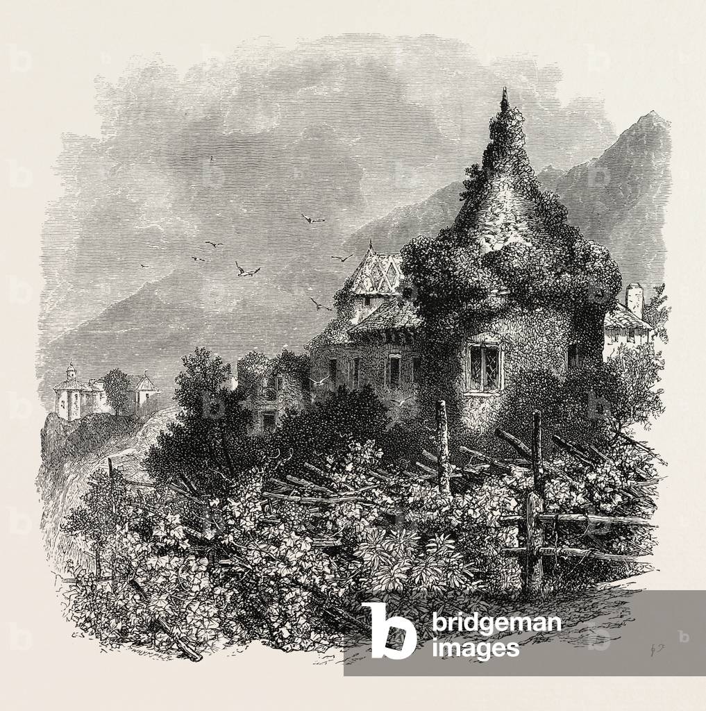 Schloss Planta, Meran, Italy, 19th Century Engraving