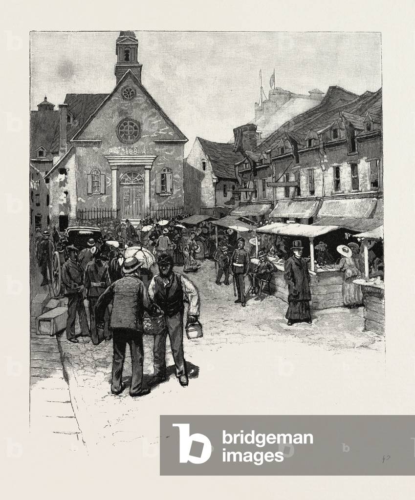 Quebec, Notre Dame Des Victoires, Site of Original City, Canada, Nineteenth Century Engraving
