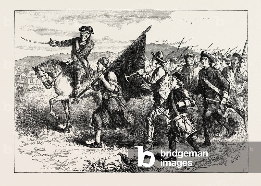 The Crowd at Springfield with the Black Flag,USA, 1870s Engraving