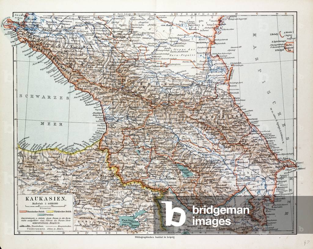 Map of Transcaucasia Georgia Azerbaijan Armenia 1899