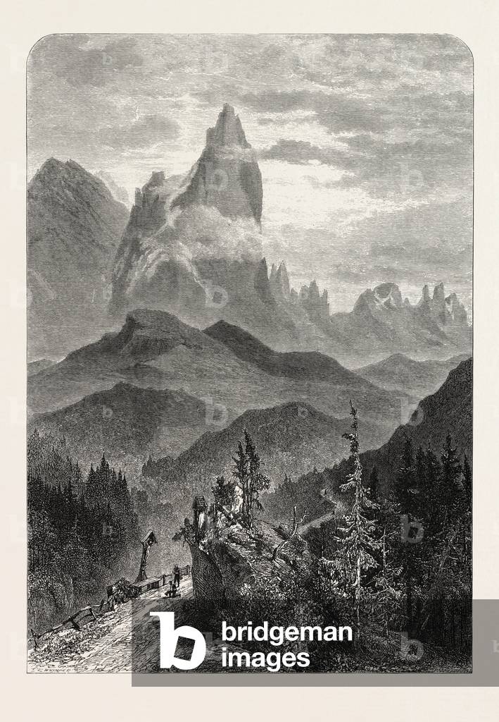 Cimon Della Pala, Cimone, Dolomites, Italy, 19th Century Engraving