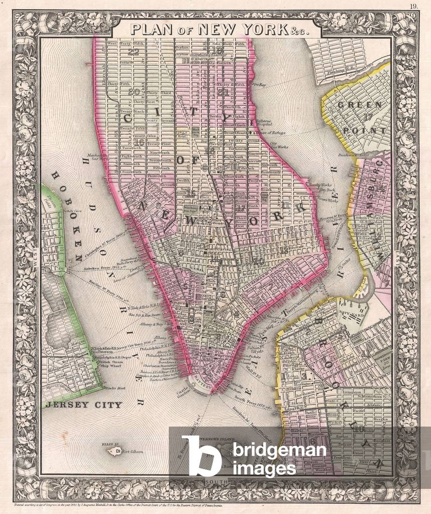 1866, Mitchell Map of New York City and Brooklyn