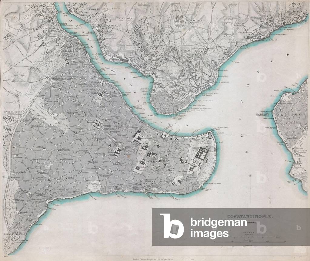 1840, S.D.U.K. Map of Constantinople, Istanbul, Turkey