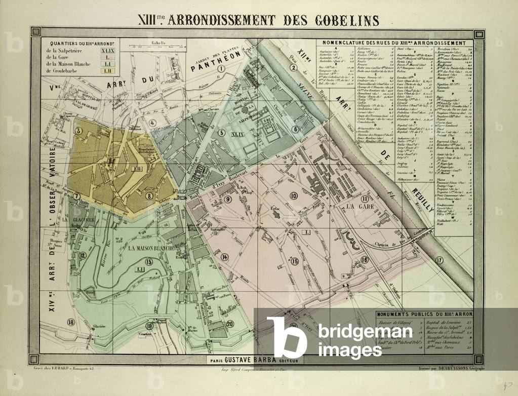 Map of the 13th Arrondissement Des Gobelins Paris France