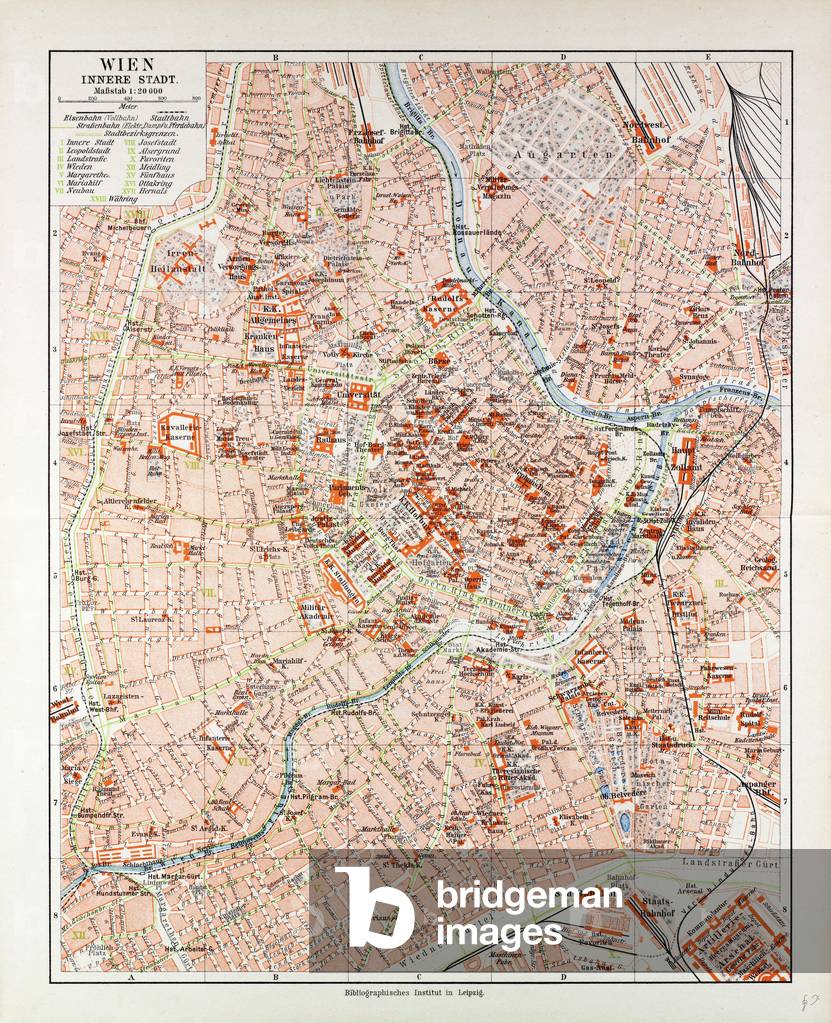 Map of the Centre of Vienna Austria 1899