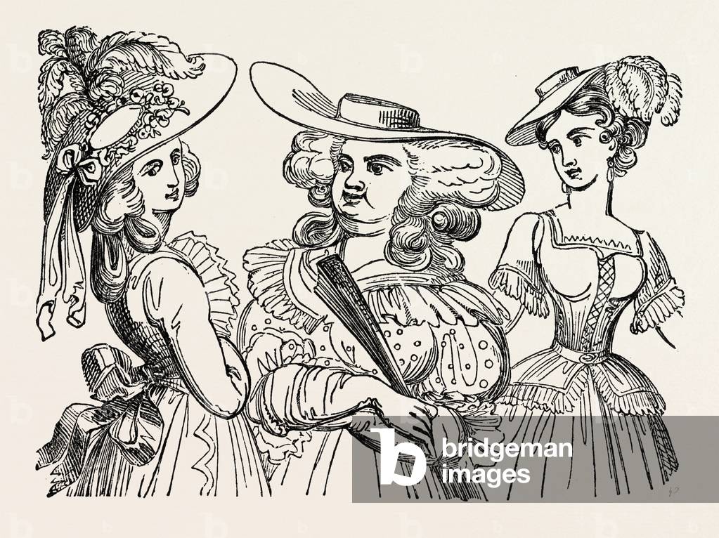 Fashionable Hats in 1784, UK, Britain, British, Europe, United Kingdom, Great Britain, European