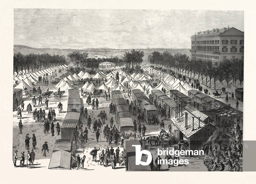Franco-Prussian War: Tents and Wagons-Hospital on the Esplanade in Metz after the Surrender, France