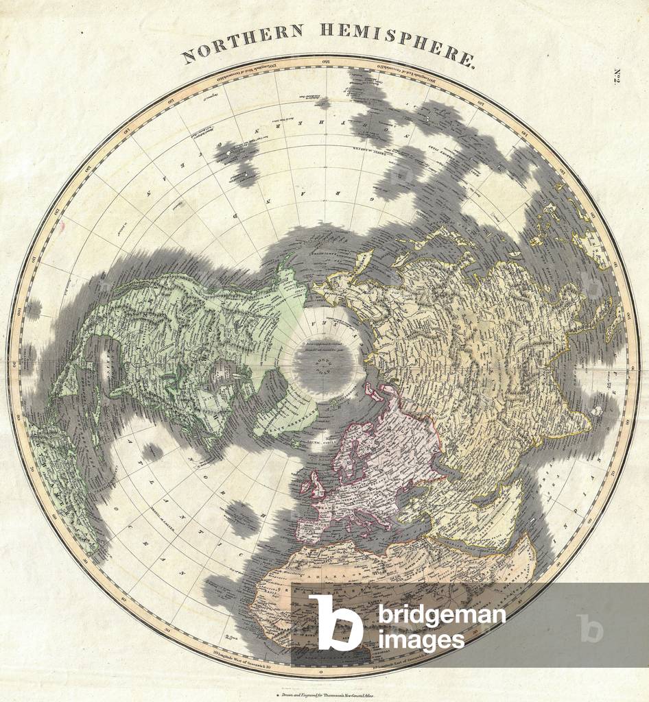 1814, Thomson Map of the Northern Hemipshere and Arctic, John Thomson, 1777 - 1840, was a Scottish cartographer from Edinburgh, UK