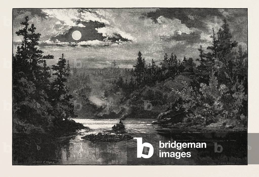 Entering Indian River, Lake Rosseau, Canada, Nineteenth Century Engraving