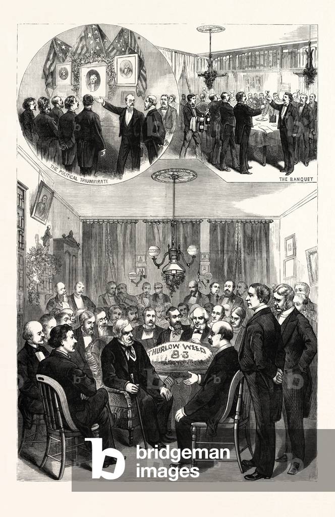 New York: Reception Given by the Press Club to Thurlow Weed, on His Eighty-Third Birthday. New York Newspaper Publisher, 1797 - 1882, U.S., Engraving 1880 1881