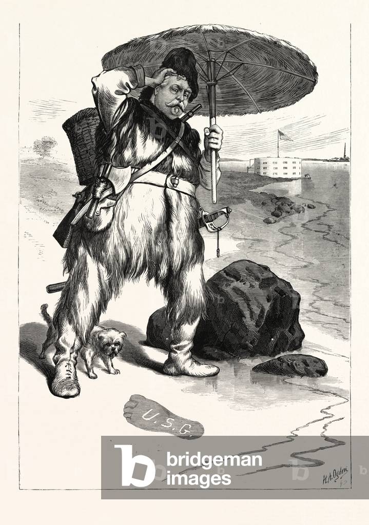 Robinson Crusoe Hancock, Abandoned on Governor's Island, Discovers the Print of a Man's Foot in the Sand, Engraving 1880 1881